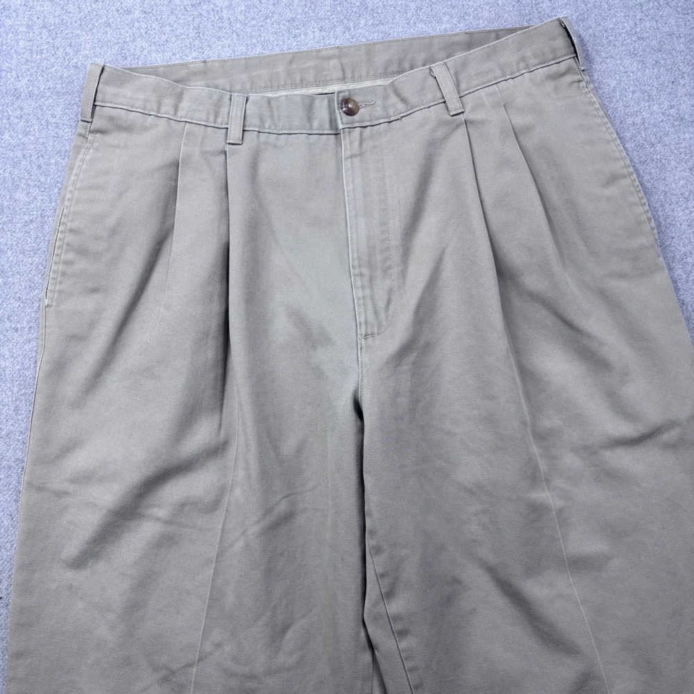 VTG Duck Head Chino Pants Mens 36x32 (Fits‎ 34x30) Khaki Wide Leg Pleated *FLAW